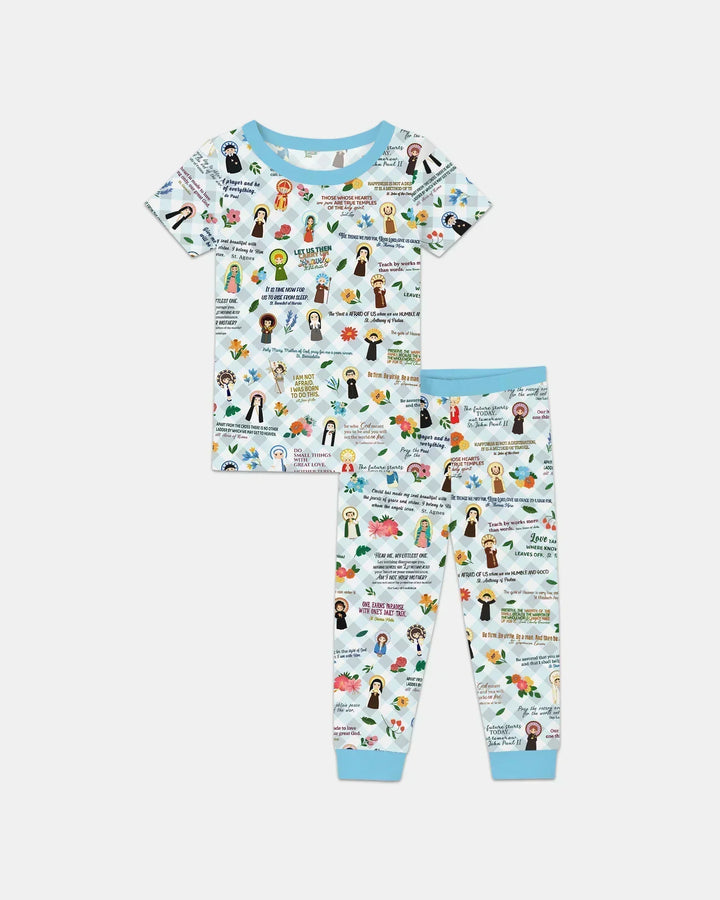Catholic Saint Quotes Bamboo Two Piece Short Sleeve Pajama Set