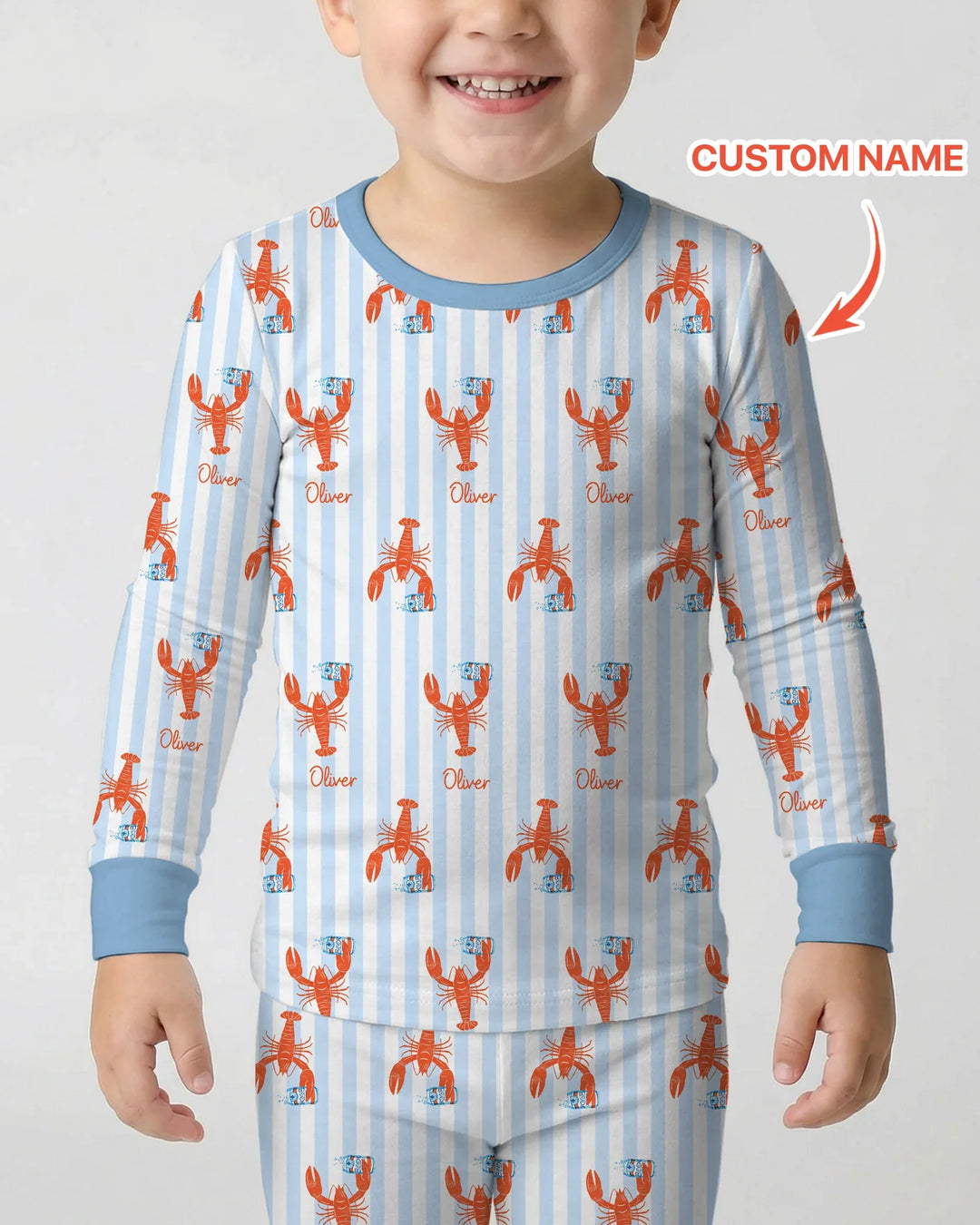 Custom Name Crawfish Beer Season Bamboo Two Piece Long Sleeve Pajama Set