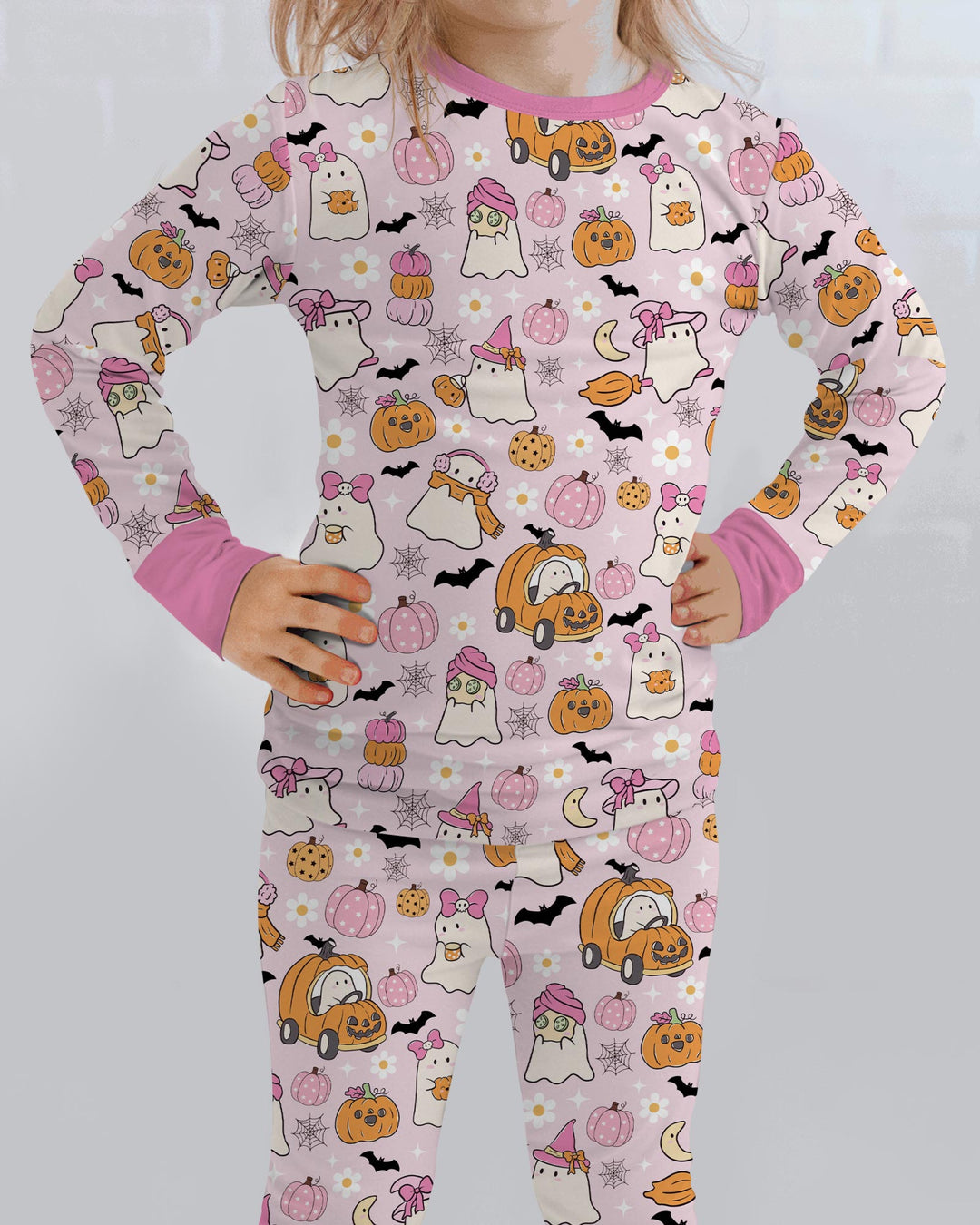Pink Boo Patch Bamboo Two Piece Long Sleeve Pajama Set