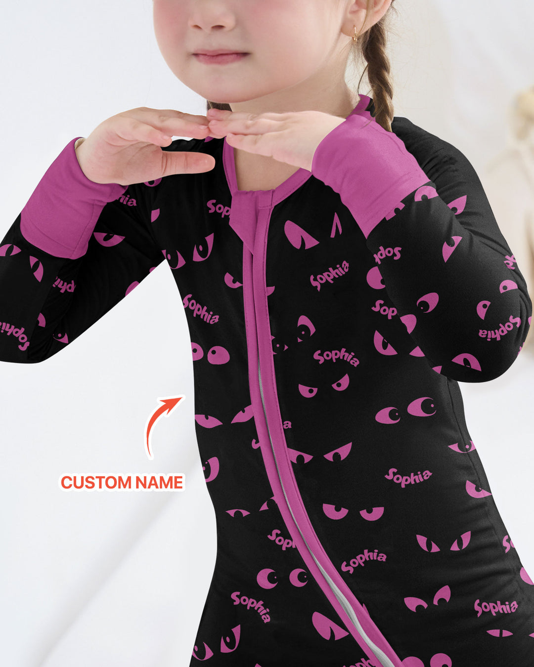 Custom Name Halloween Spooky Cat Eyes -  Personalized Convertible Zippy