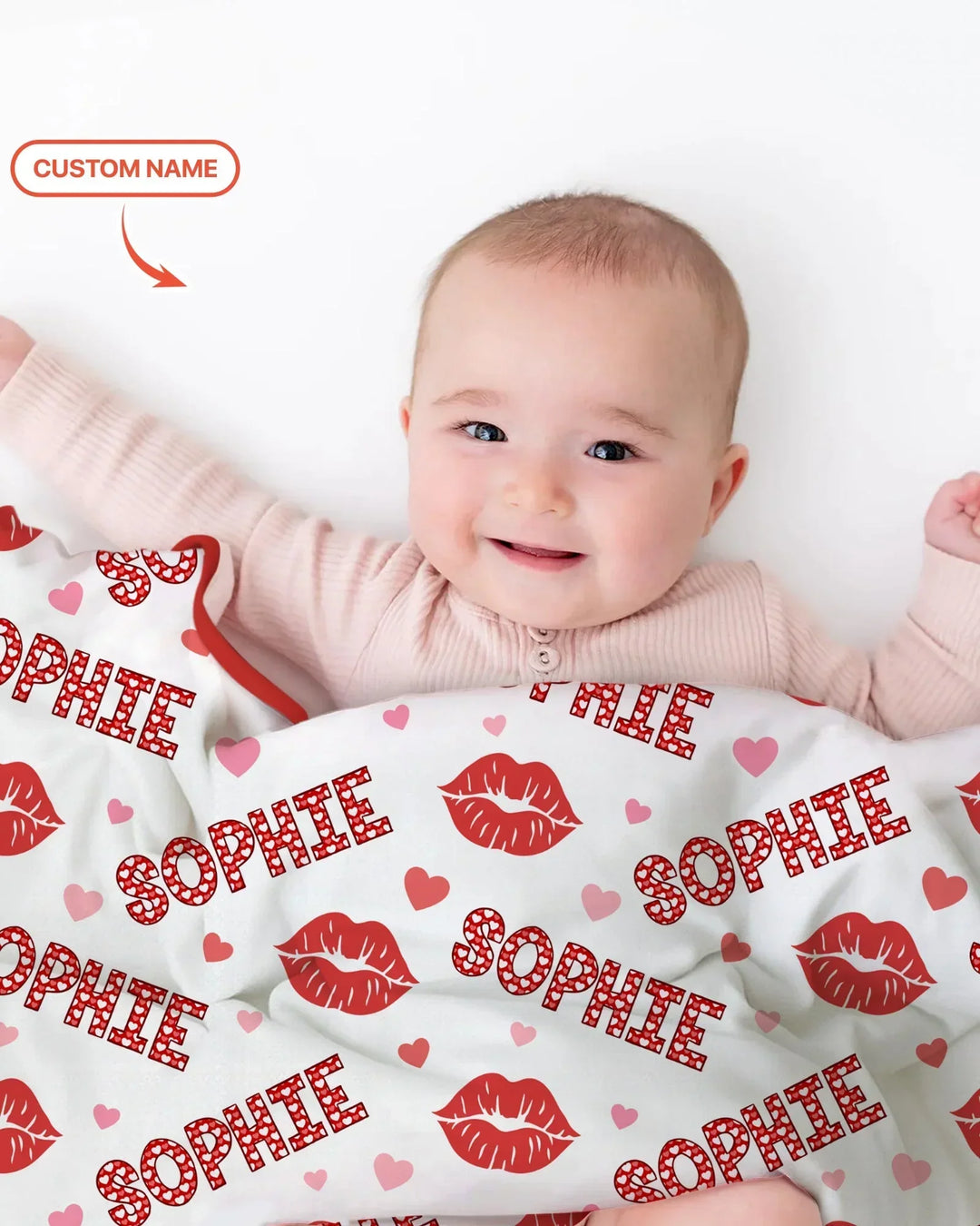 Custom Name Valentine Kiss Bamboo Blanket