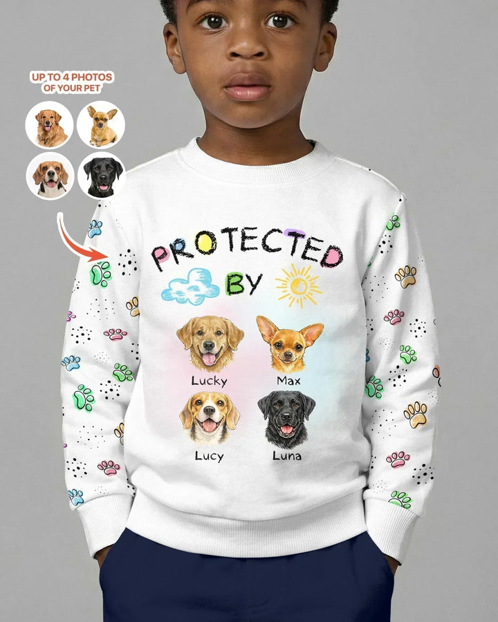 Custom Photo Crayon "Protected By" Bamboo Crewneck Sweatshirt