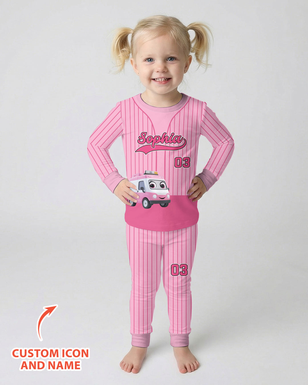 Kid Cartoon Dinosaurus Vehicles Bamboo Two Piece Long Sleeve Pajama Set