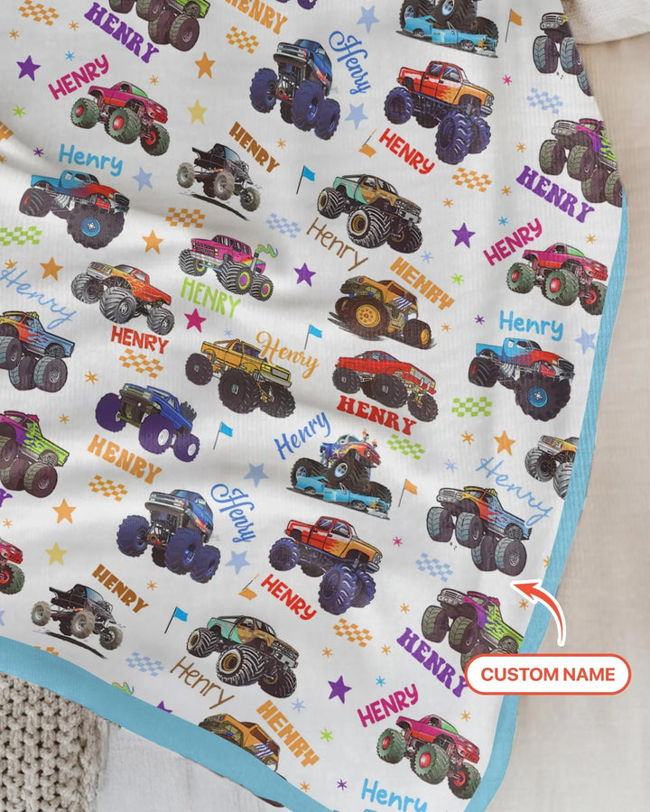 Monster Truck Custom Name Bamboo Blanket