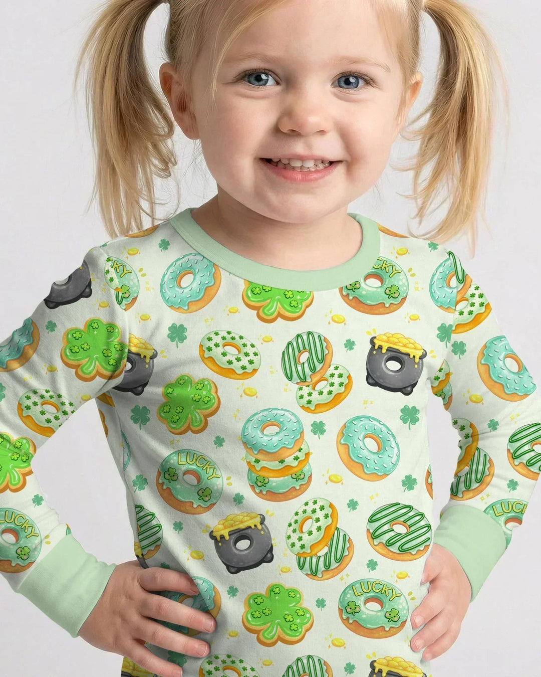 St. Patrick's Day Donut Bamboo Two Piece Long Sleeve Pajama Set