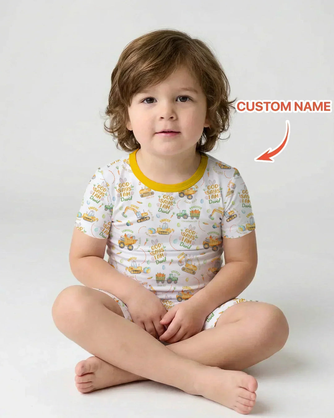 Happy Easter God Says I Am Custom Name Bamboo Two Piece Short Sleeve Shorts Pajama Set