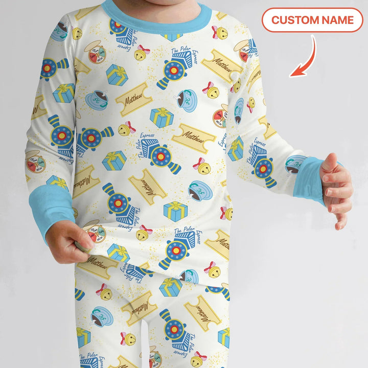 Express Train Christmas Bamboo Two Piece Long Sleeve Pajama Set
