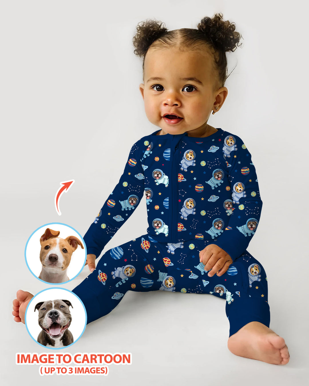 Astronaut Custom Pet Image Family Matching Bamboo Convertible Zippy