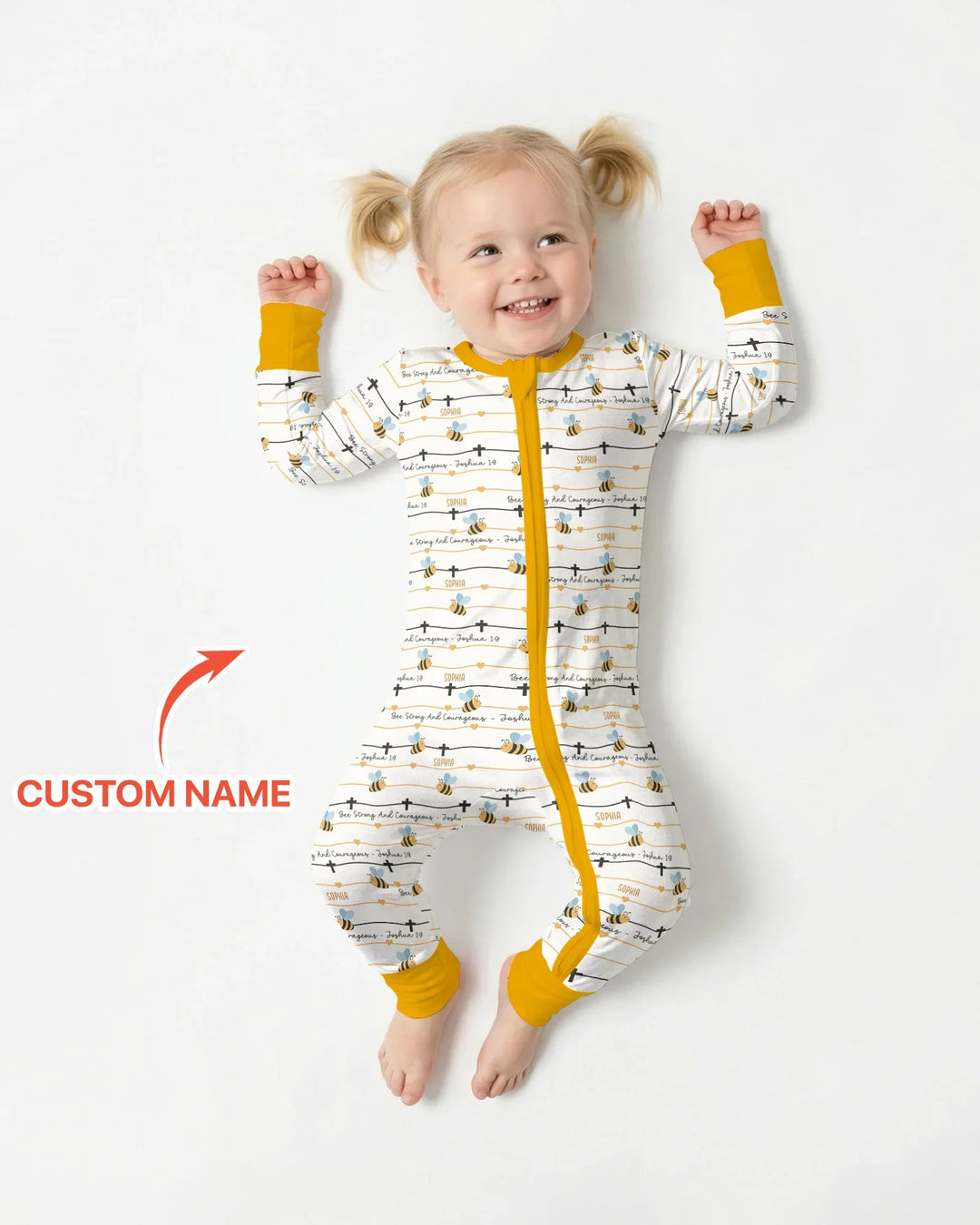 Bee Strong And Courageous Custom Name Bamboo Convertible Zippy