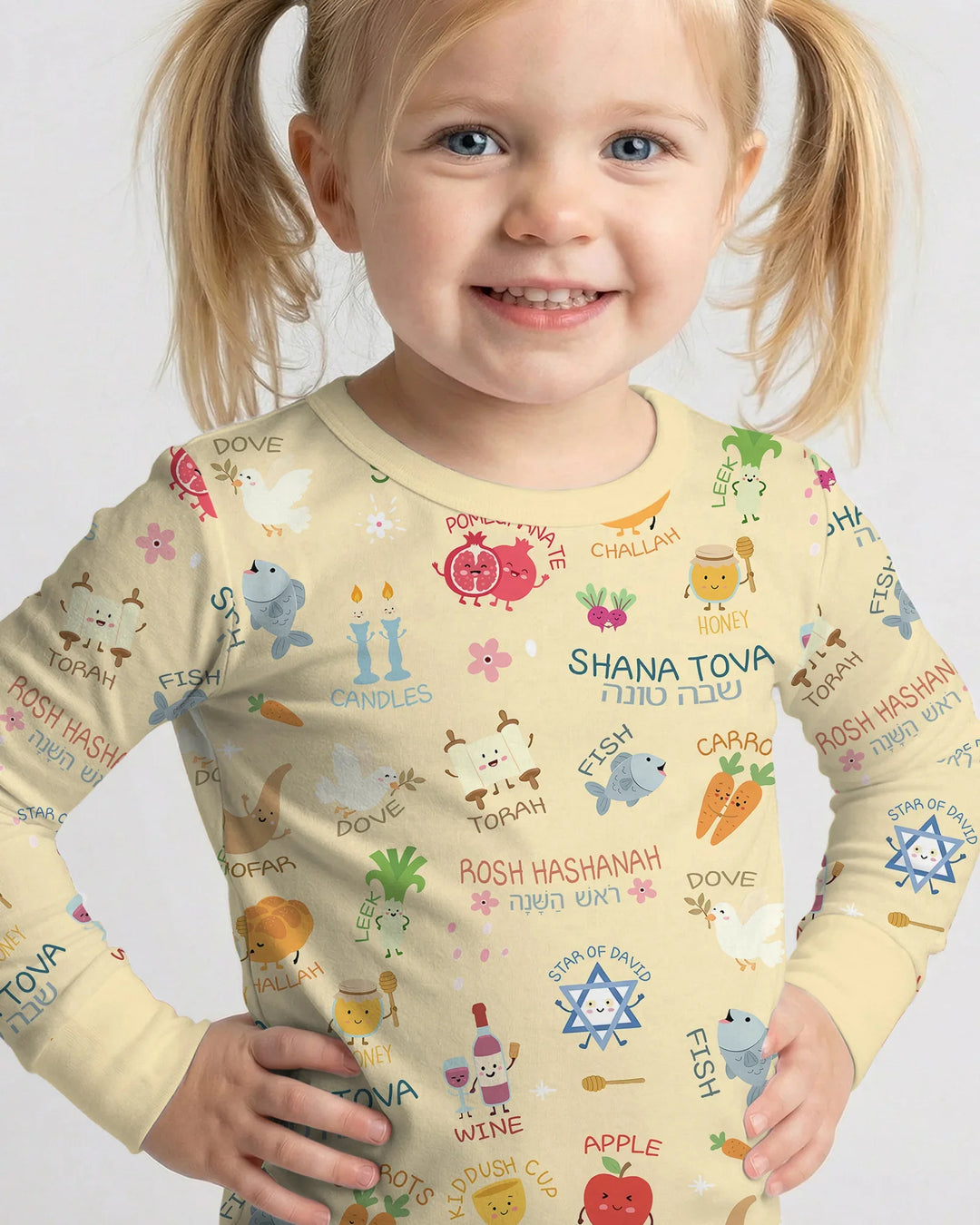 Family Rosh Hashanah Matching Bamboo Two Piece Long Sleeve Pajama Set