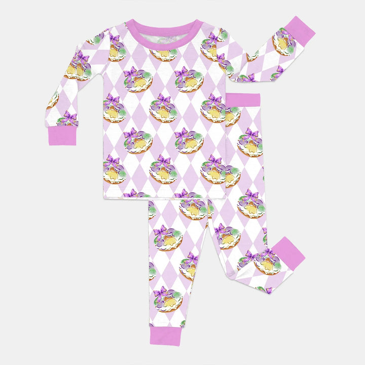 Mardi Gras Donut Bamboo Two Piece Long Sleeve Pajama Set