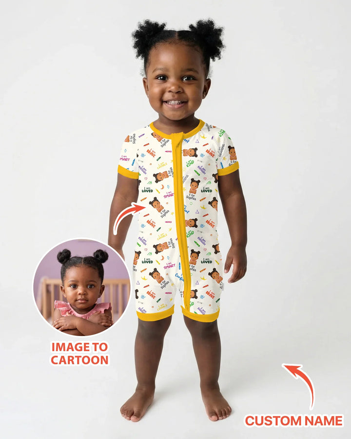 Kids Affirmations Custom  Bamboo Shorty Zippy
