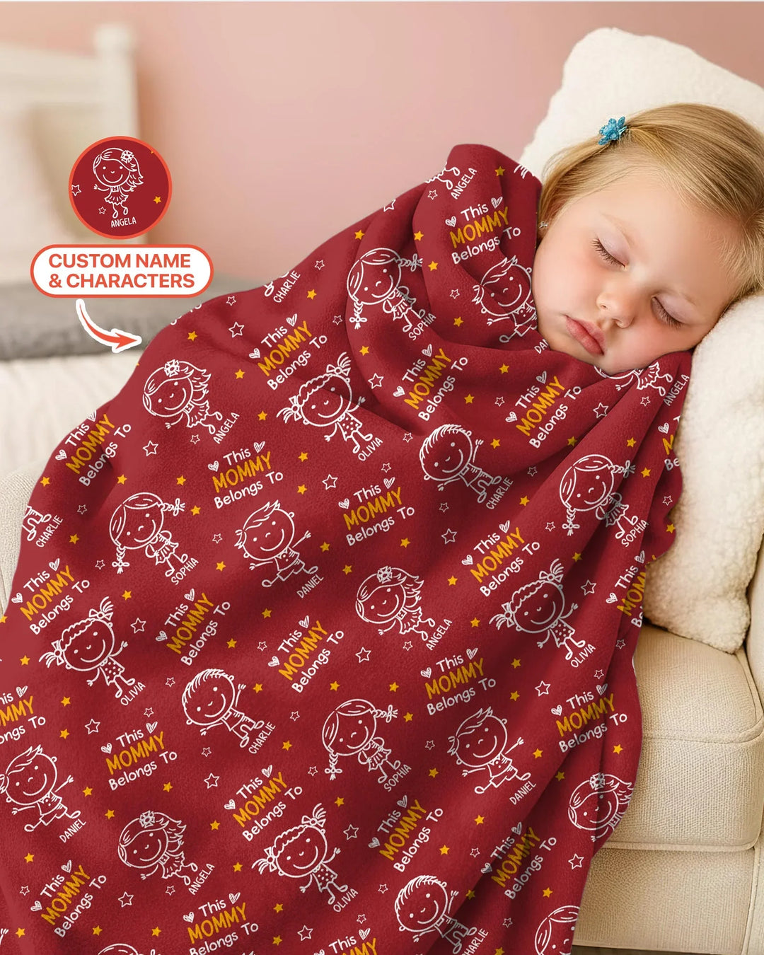 Custom Name "This Mommy Belongs To" Doodle Bamboo Blanket