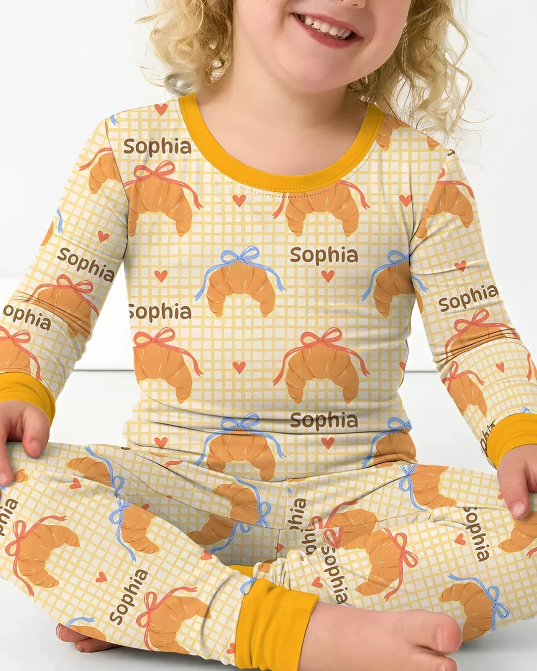 Breakfast Love Family Matching Bamboo Two Piece Long Sleeve Pajama Set