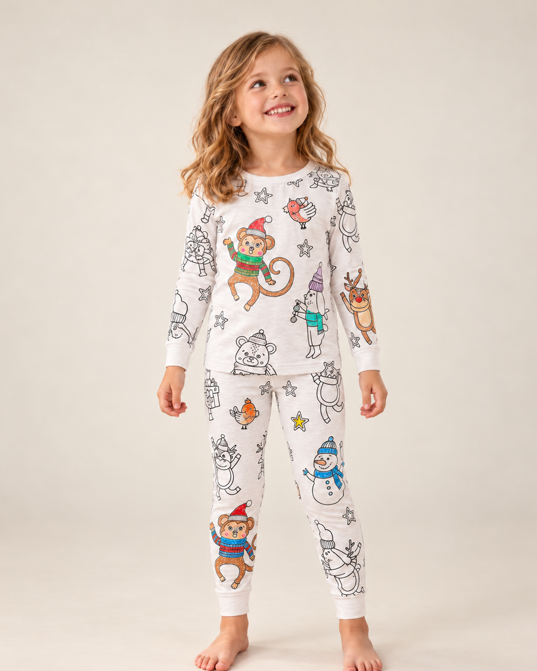 Christmas Colorable Bamboo Two Piece Pyjamas Set