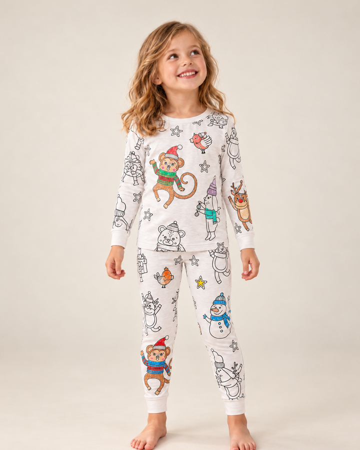 Christmas Colorable Bamboo Two Piece Pyjamas Set