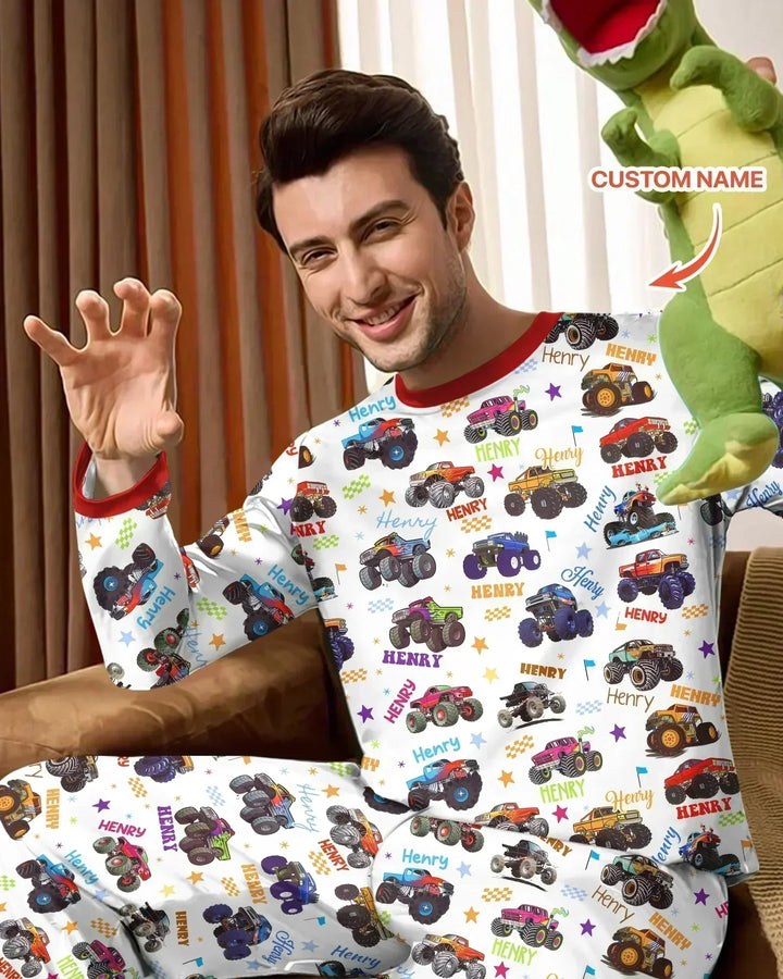 Monster Truck Custom Name Bamboo Men's Pajama Set
