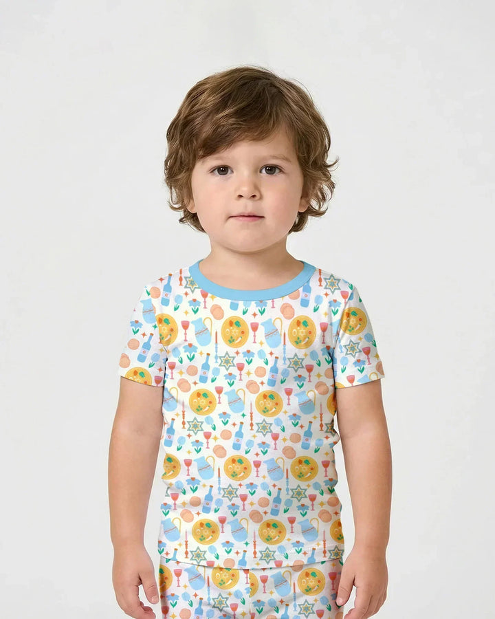Pesach Sameach Matching Family Bamboo Two Piece Short Sleeve Shorts Pajama Set