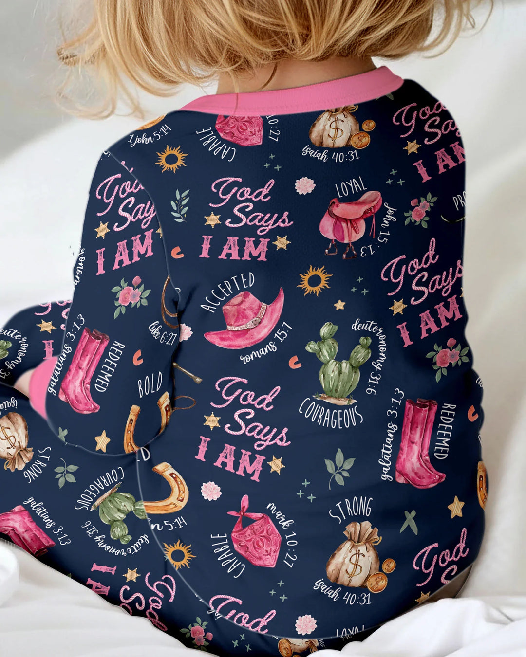 God Says I Am Western Faith Bamboo Two Piece Long Sleeve Pajama Set