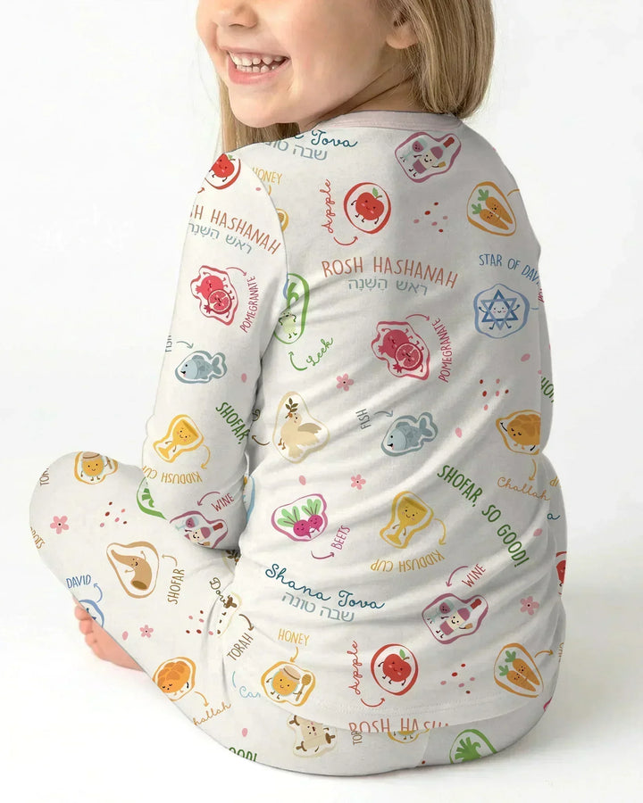 Happy Rosh Hashanah Bamboo Two Piece Long Sleeve Pajama Set