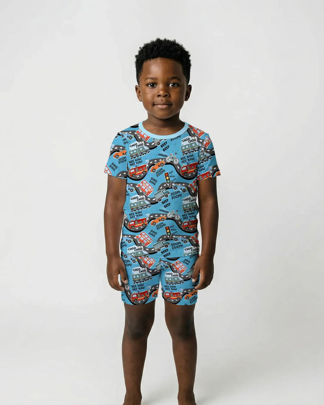 Zoom Zoom Beep Beep Bamboo Two Piece Short Sleeve Shorts Pajama Set