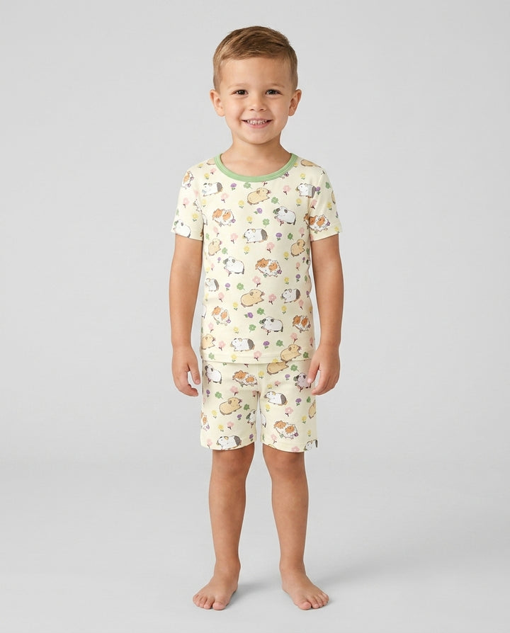 Guinea Pig Garden Bamboo Two Piece Short Sleeve Shorts Pajama Set