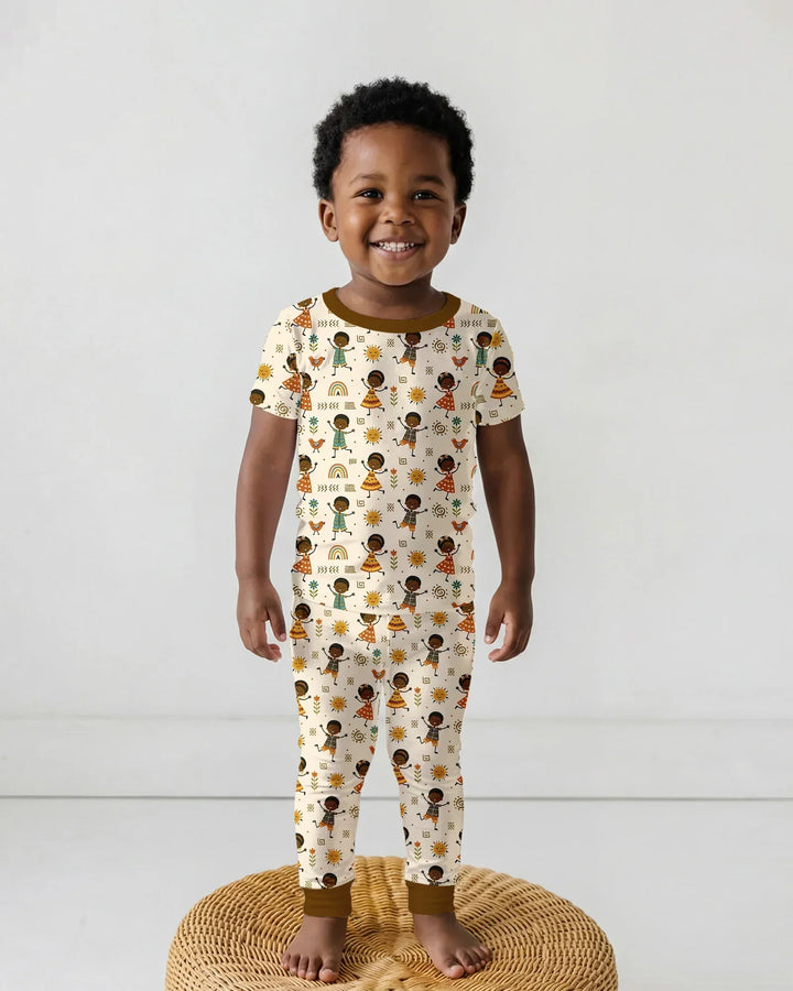 Cute African Heritage Bamboo Two Piece Short Sleeve Pajama Set