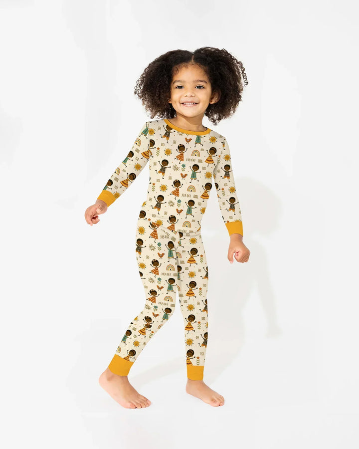 Cute African Heritage Bamboo Two Piece Long Sleeve Pajama Set