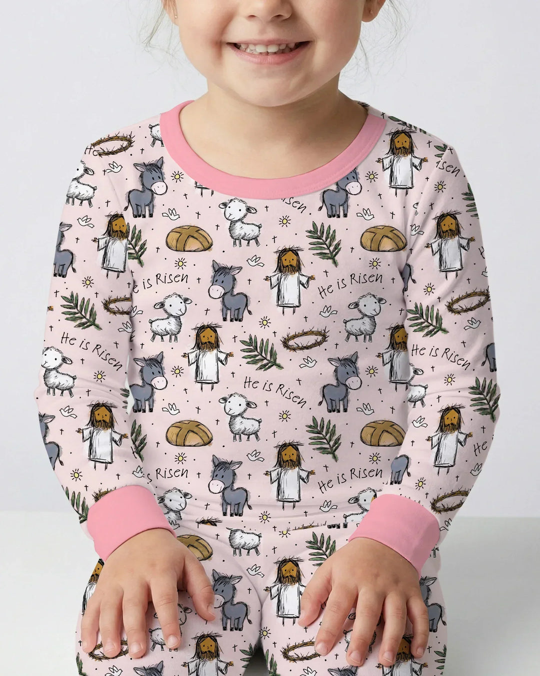 He Is Risen Easter Family Matching Bamboo Two Piece Long Sleeve Pajama Set