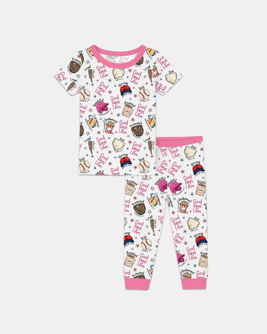 Christian Baseball Bamboo Two Piece Short Sleeve Pajama Set