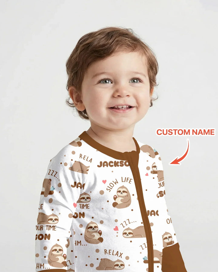 Custom Name Cute Sloth Bamboo Convertible Zippy
