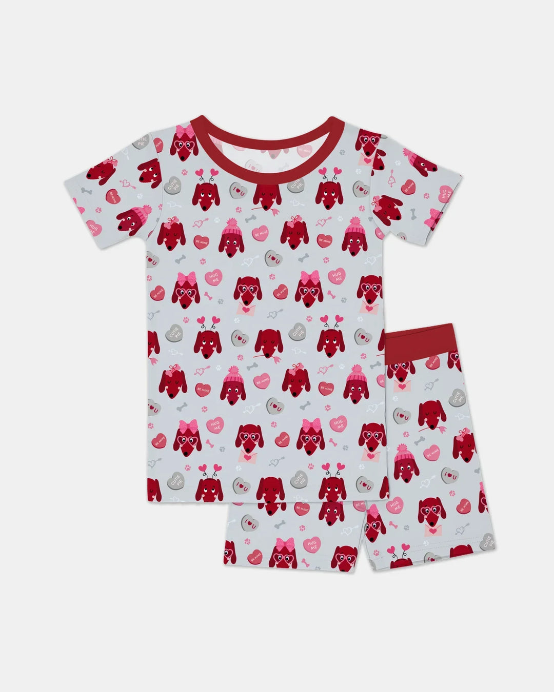 Dachshund Is My Valentine Bamboo Two Piece Short Sleeve Shorts Pajama Set