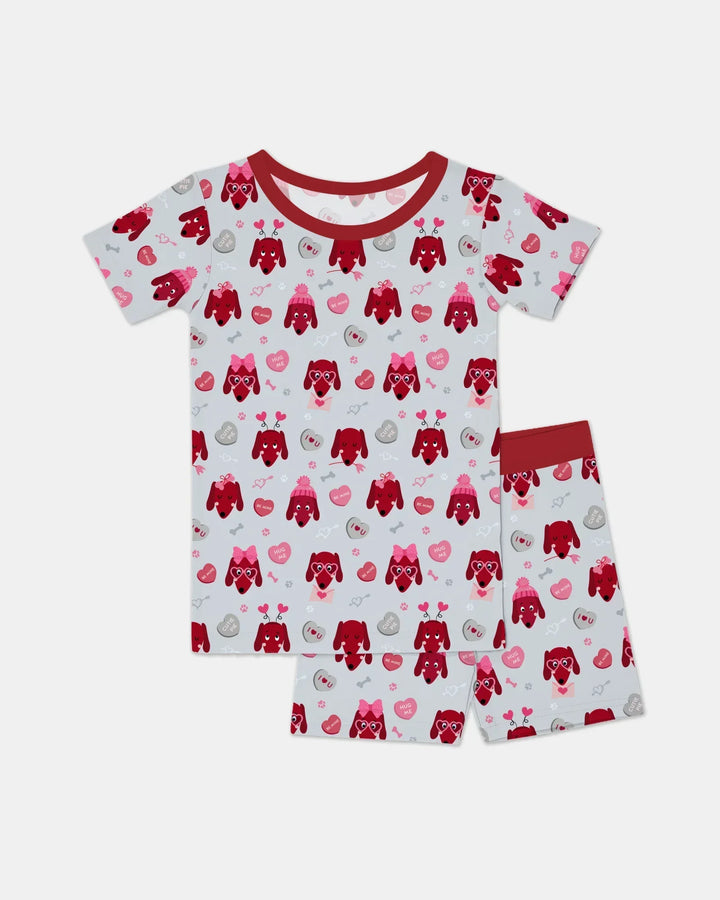 Dachshund Is My Valentine Bamboo Two Piece Short Sleeve Shorts Pajama Set