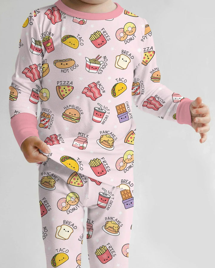 Kawaii Yummy Food Bamboo Two Piece Long Sleeve Pajama Set