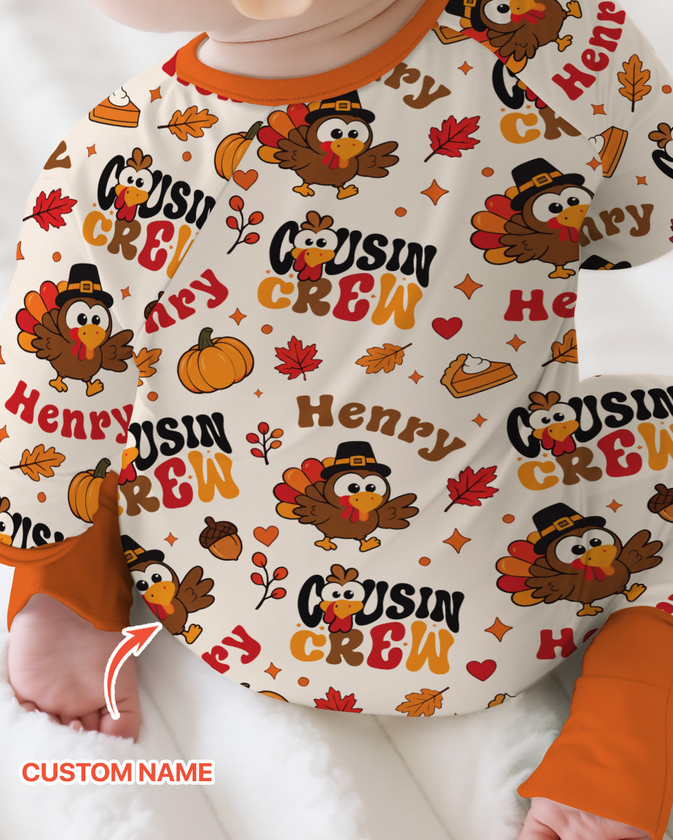 Personalized Cousin Crew Thanksgiving Bamboo Convertible Zippy
