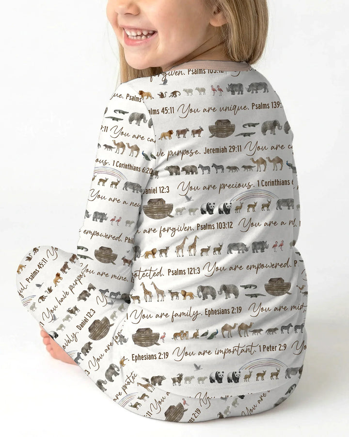 Biblical Noah's Ark Bamboo Two Piece Long Sleeve Pajama Set