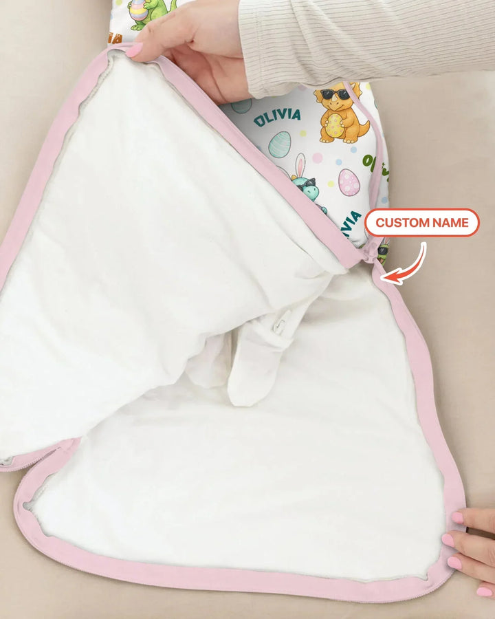 Custom Name Dinosaur on the Hunt Bamboo Sleep Bag