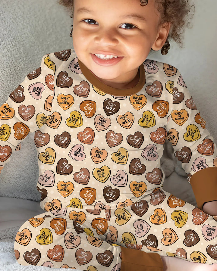 Black Month History Family Matching Bamboo Two Piece Long Sleeve Pajama Set