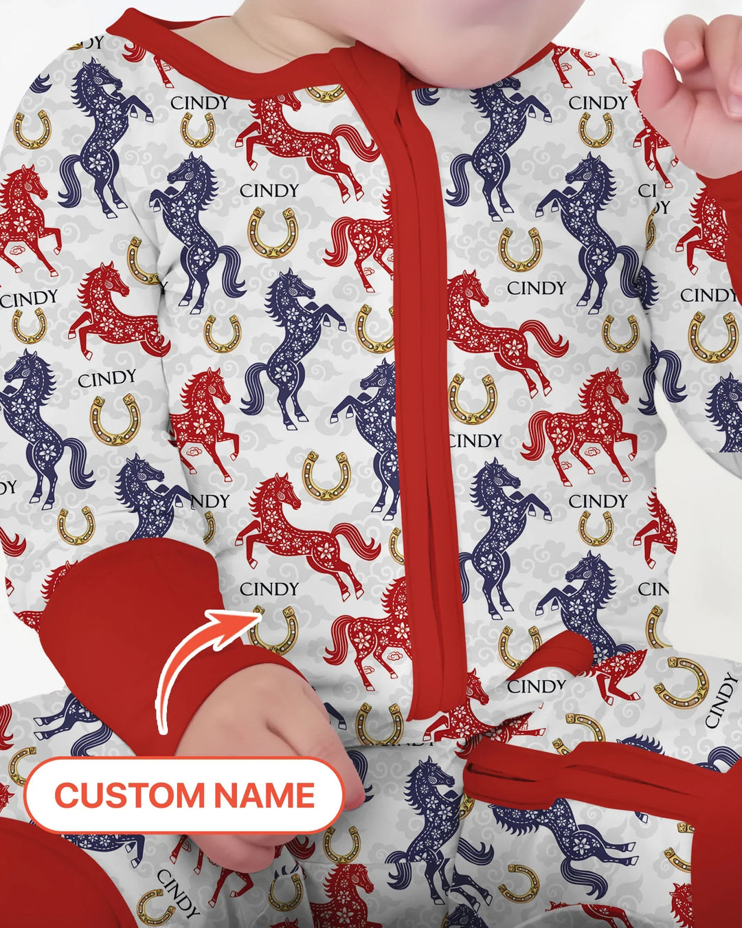 Custom Name Chinoiserie Horses Bamboo Convertible Zippy