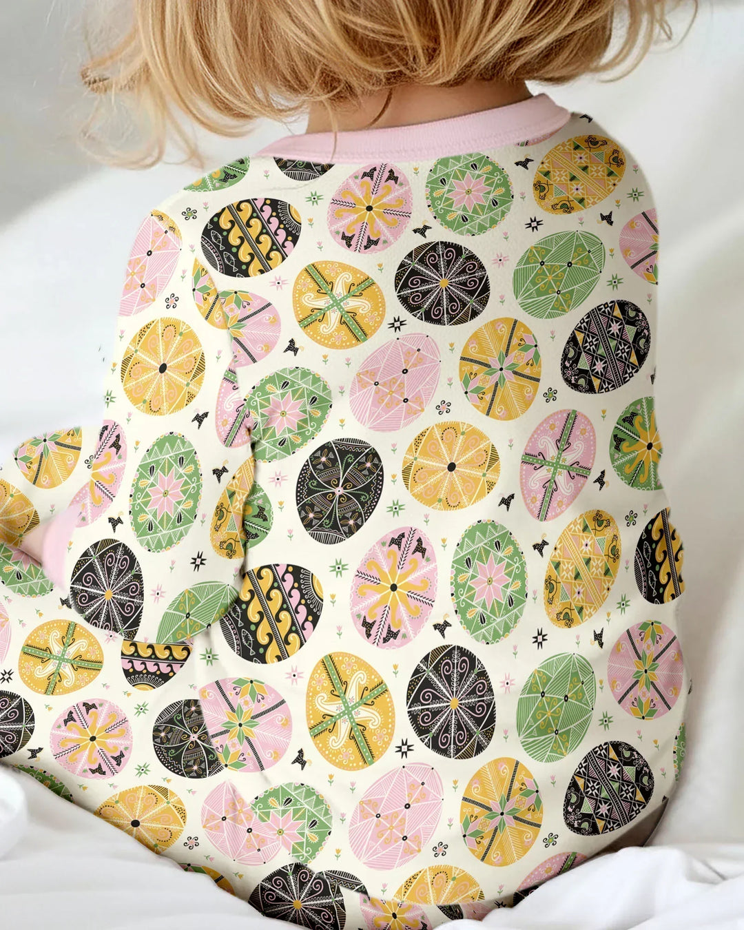 Pysanky Eggs Family Matching Bamboo Two Piece Long Sleeve Pajama Set