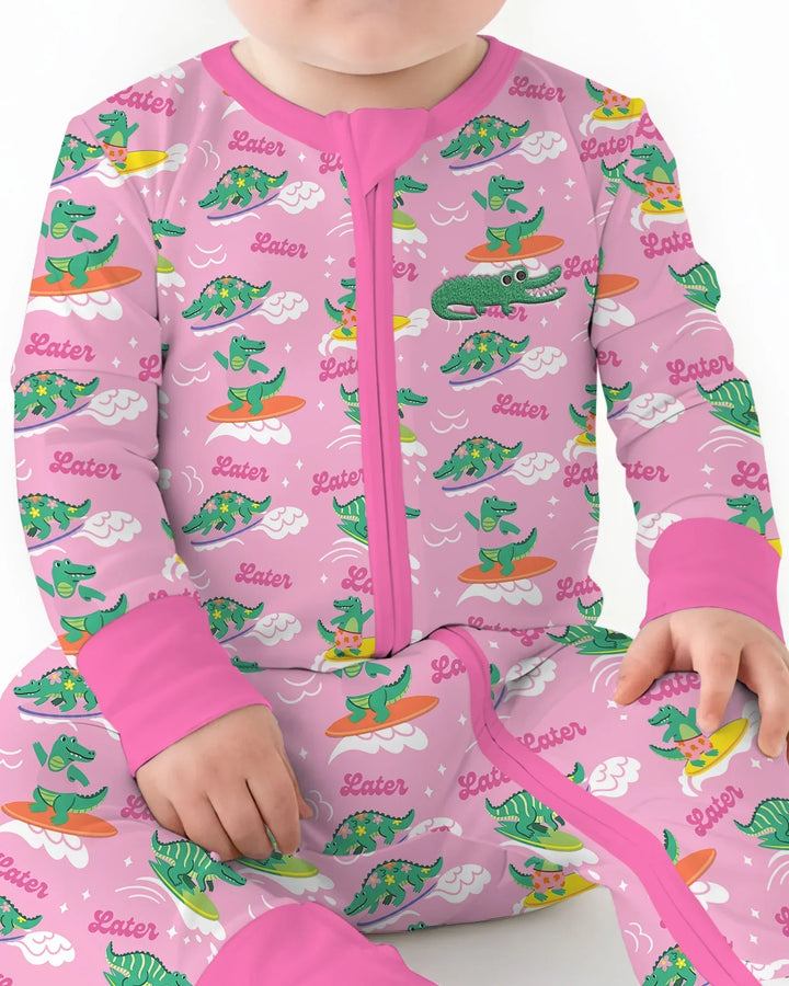 Embroidered Summer Alligator Bamboo Convertible Zippy
