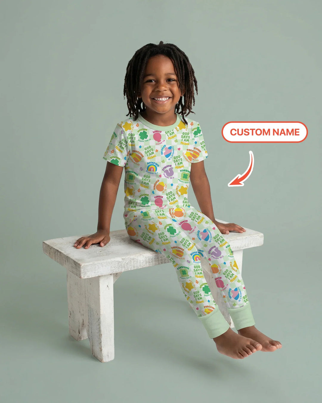 God Says I Am St. Patrick’s Day Custom Name Family Matching Bamboo Two Piece Short Sleeve Pajama Set