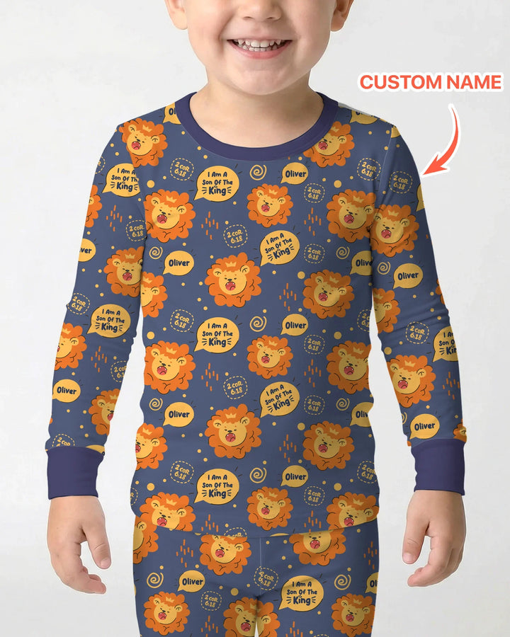 I Am A Son Of The King Custom Name Two Piece Long Sleeve Pajama Set