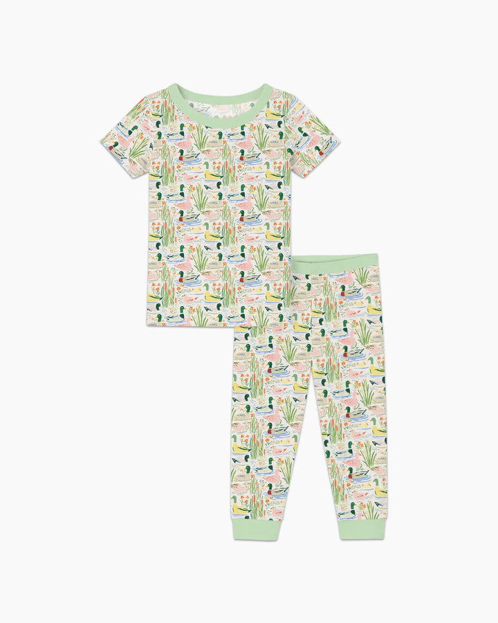Whimsical Mallard Duck Bamboo Two Piece Short Sleeve Pajama Set