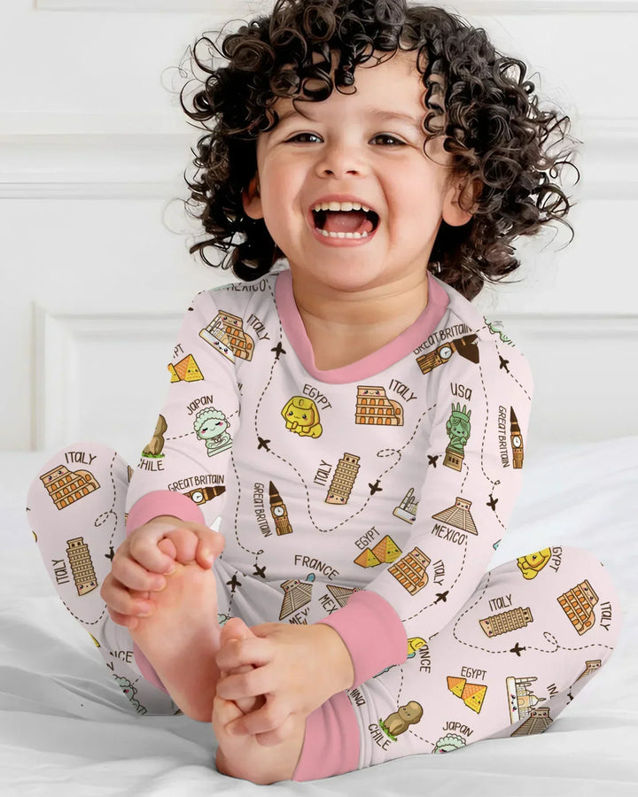 Kawaii World Tour Bamboo Two Piece Long Sleeve Pajama Set
