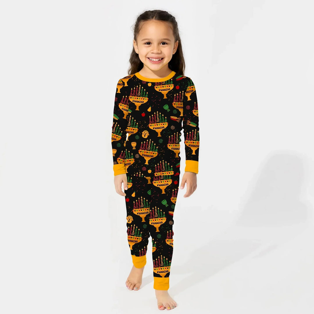 Kwanzaa Lights Bamboo Two Piece Long Sleeve Pajama Set