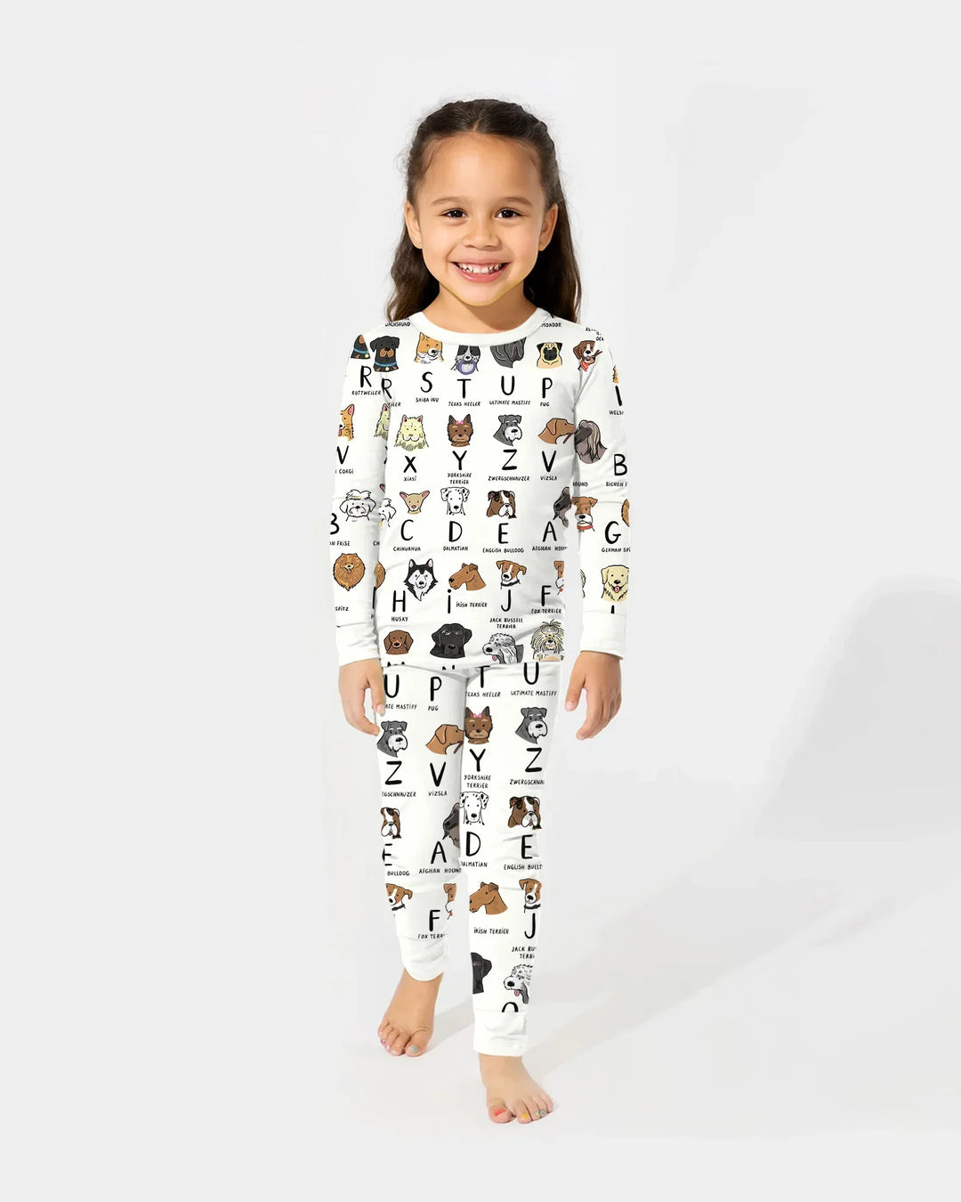 Funny Dogs Alphabet Bamboo Two Piece Long Sleeve Pajama Set