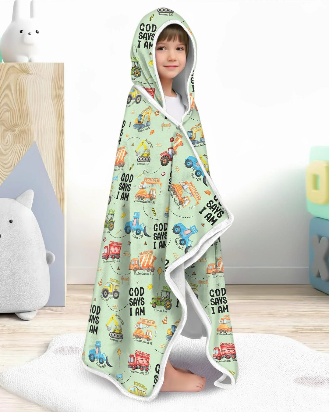 God Says I Am Boy Bamboo Wearable Hooded Blanket