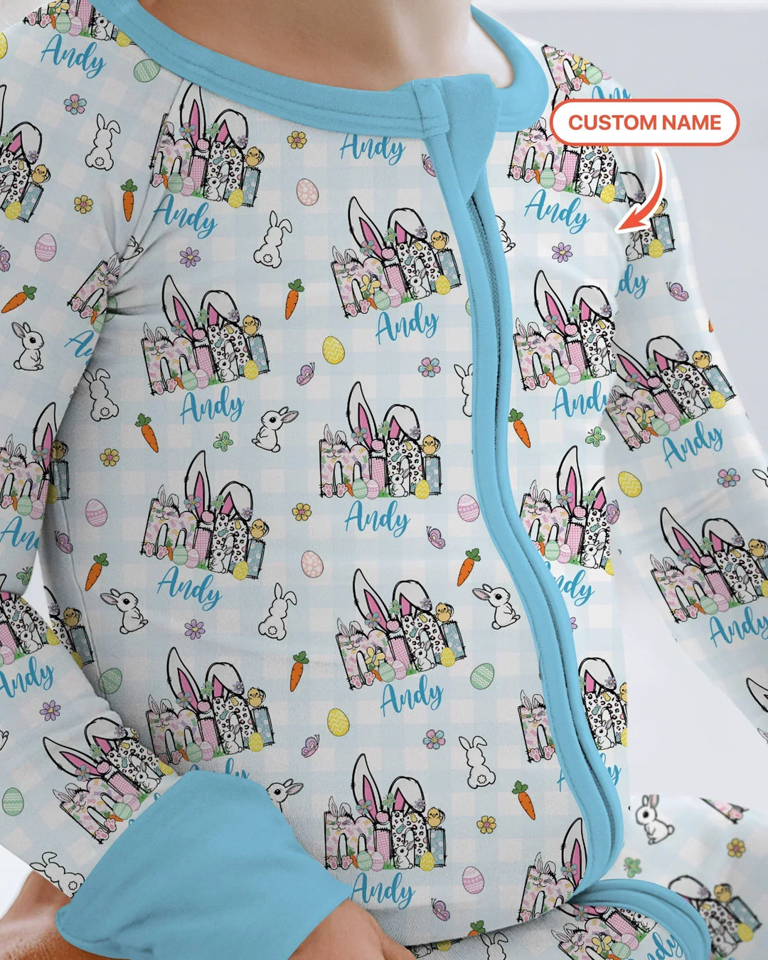Custom Name Easter Family Matching Bamboo Shorty Zippy