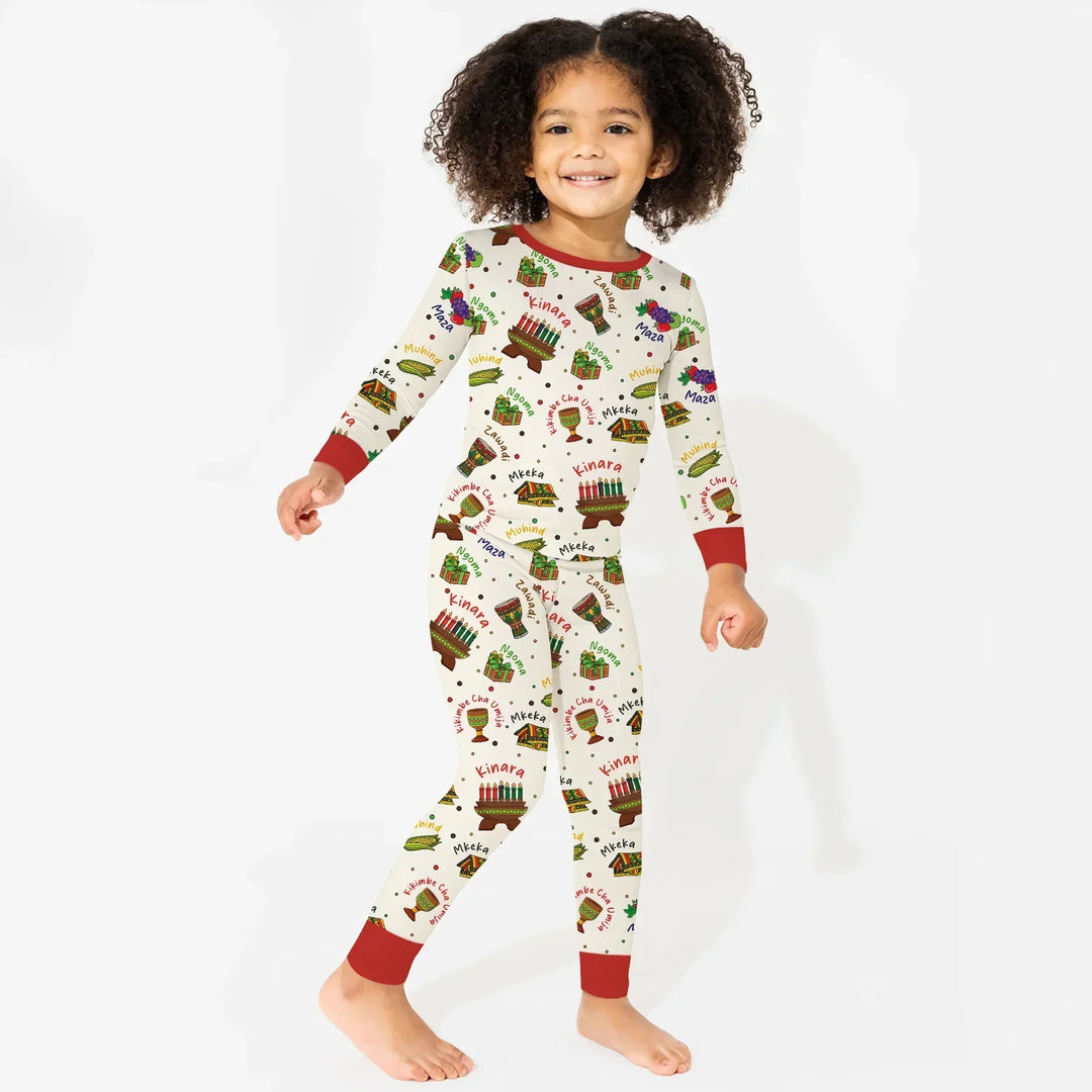 Happy Kwanzaa Family Matching Bamboo Two Piece Long Sleeve Pajama Set